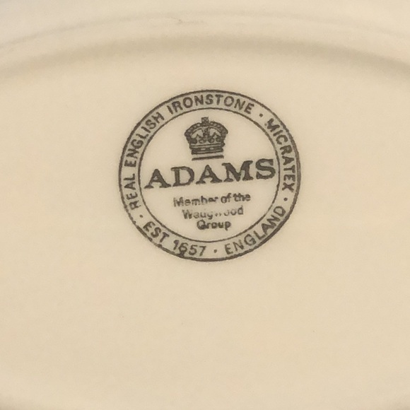 Adams Real English Ironstone Micratex Oval Bowl White With Striped Inside Design - Picture 7 of 8